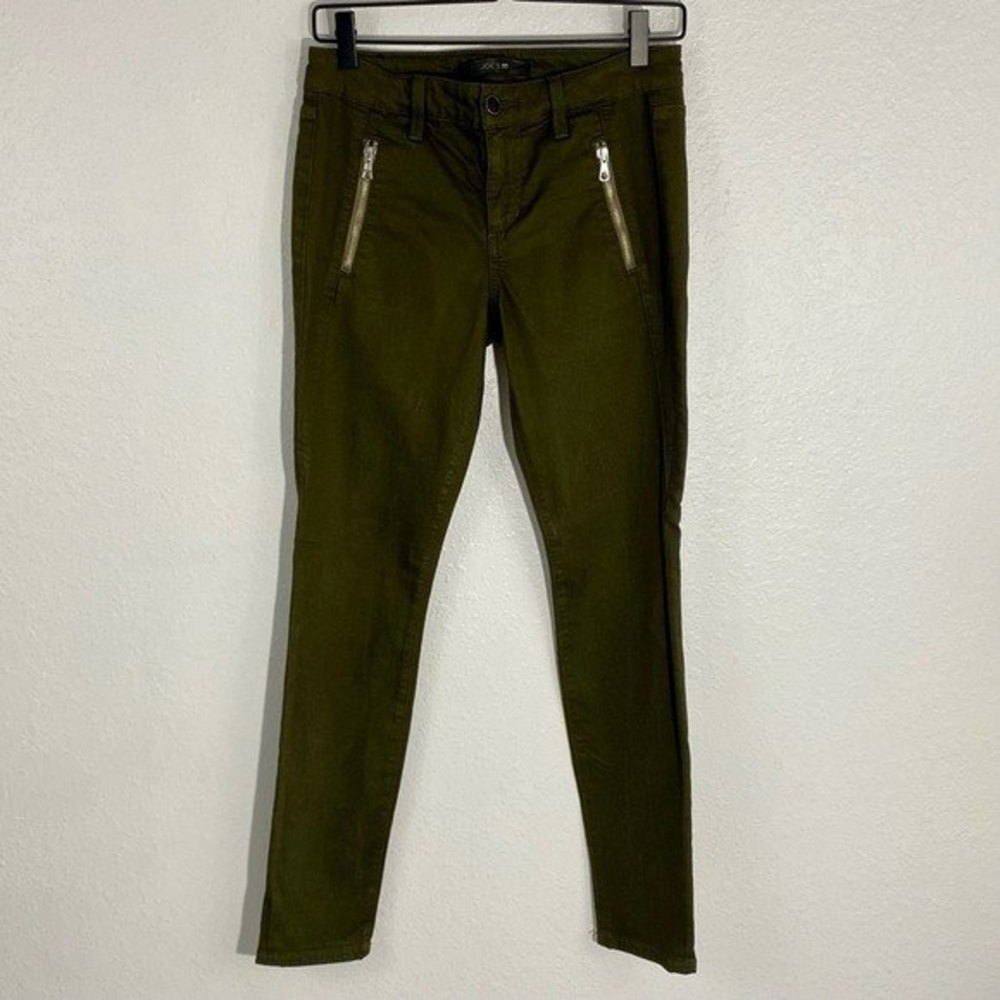 Joe’s Jeans Moto Skinny Jeans Women's Size 26 Olive Green Zippered Pockets
